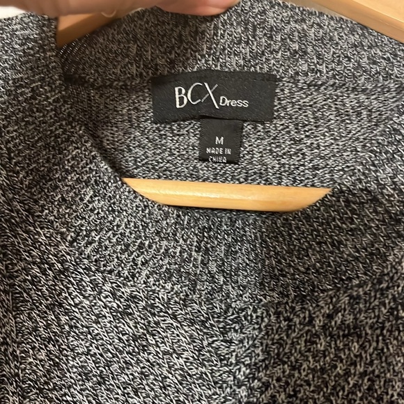 BCX Womens Gray & Black Ribbed Long Sleeve Above The Knee Sweater Dress S\M. NWT - Picture 5 of 12